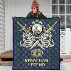 Strachan Tartan Crest Legend Gold Royal Premium Quilt