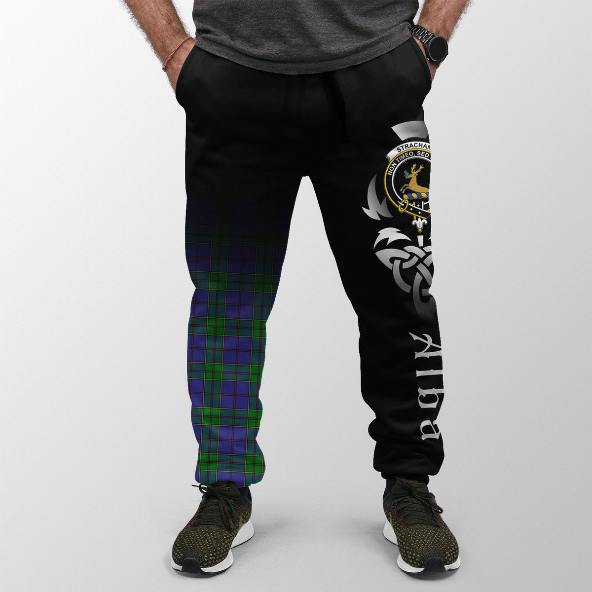 Strachan Tartan Crest Jogger Sweatpants - Alba Celtic Style