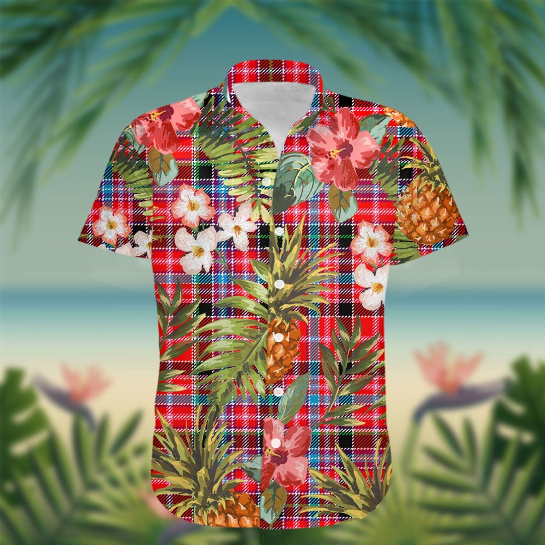 Straiton Tartan Hawaiian Shirt Hibiscus, Coconut, Parrot, Pineapple - Tropical Garden Shirt