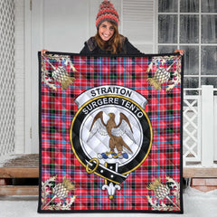 Straiton Tartan Crest Premium Quilt - Gold Thistle Style