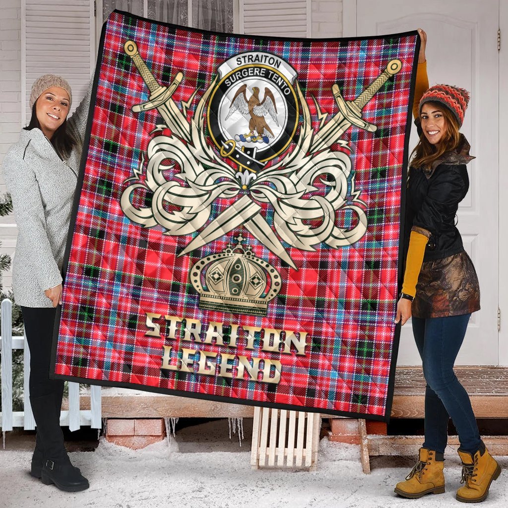 Straiton Tartan Crest Legend Gold Royal Premium Quilt