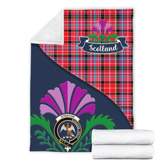 Straiton Tartan Crest Premium Blanket - Thistle Style