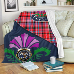 Straiton Tartan Crest Premium Blanket - Thistle Style