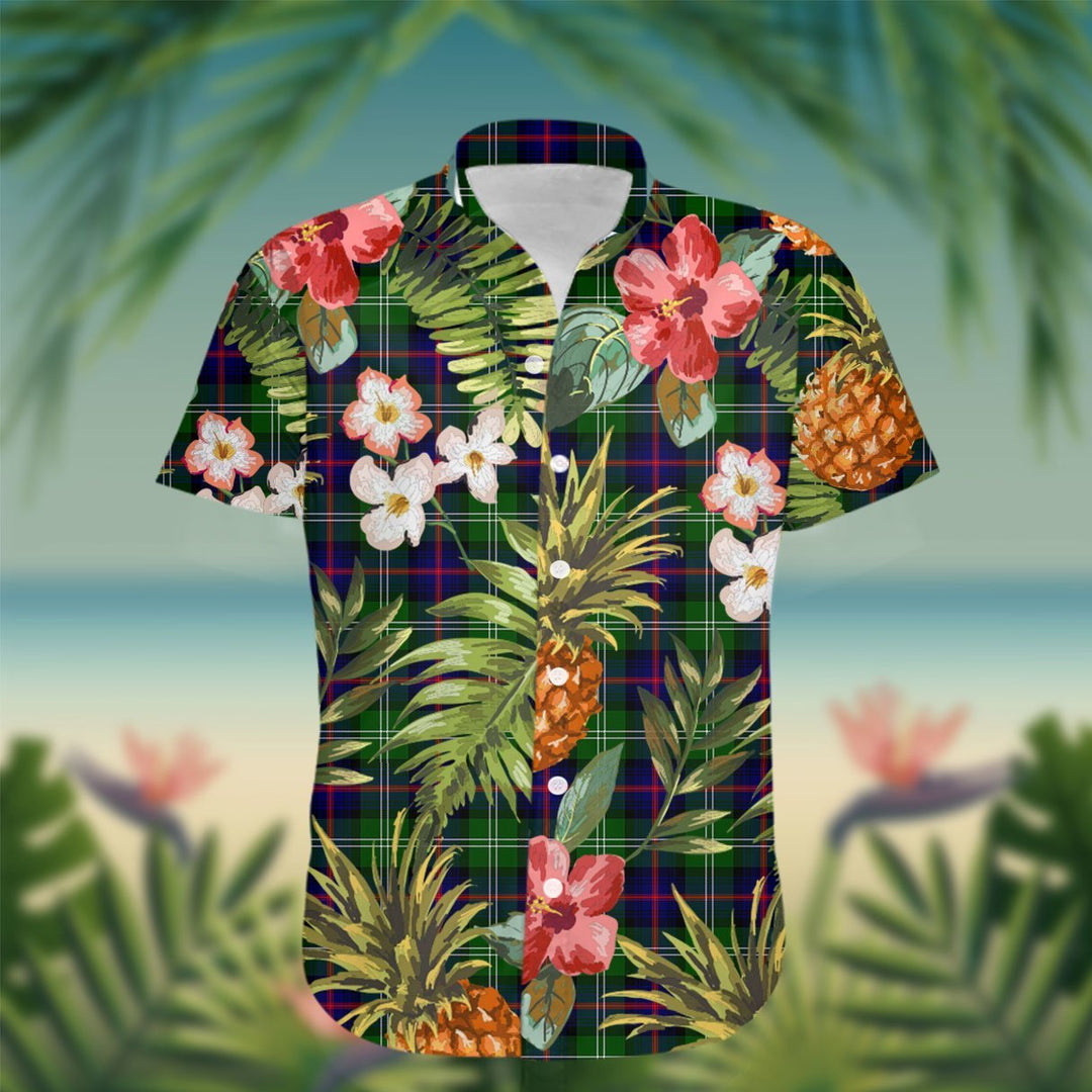 Sutherland II Tartan Hawaiian Shirt Hibiscus, Coconut, Parrot, Pineapple - Tropical Garden Shirt