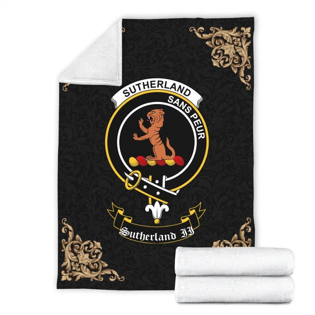 Sutherland II Crest Tartan Premium Blanket Black