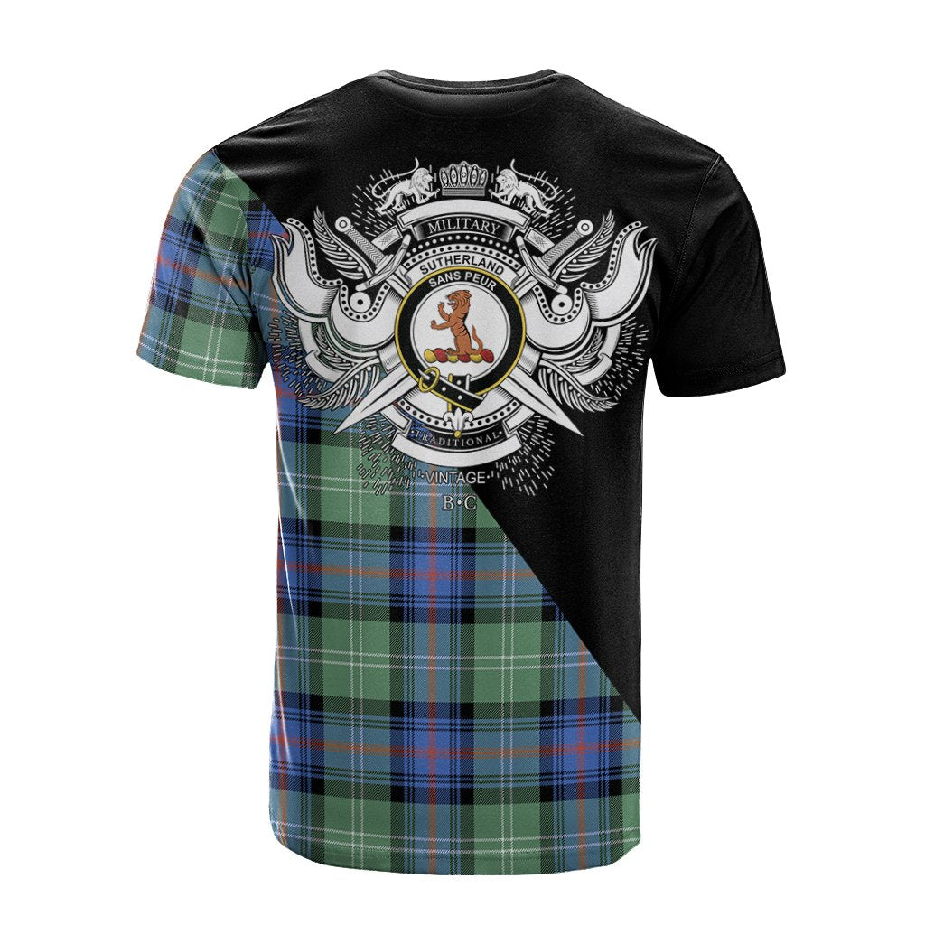 Sutherland Old Ancient Tartan - Military T-Shirt