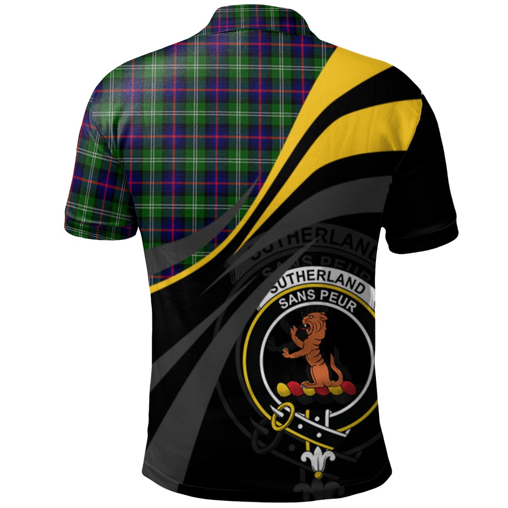 Sutherland Modern Tartan Polo Shirt - Royal Coat Of Arms Style