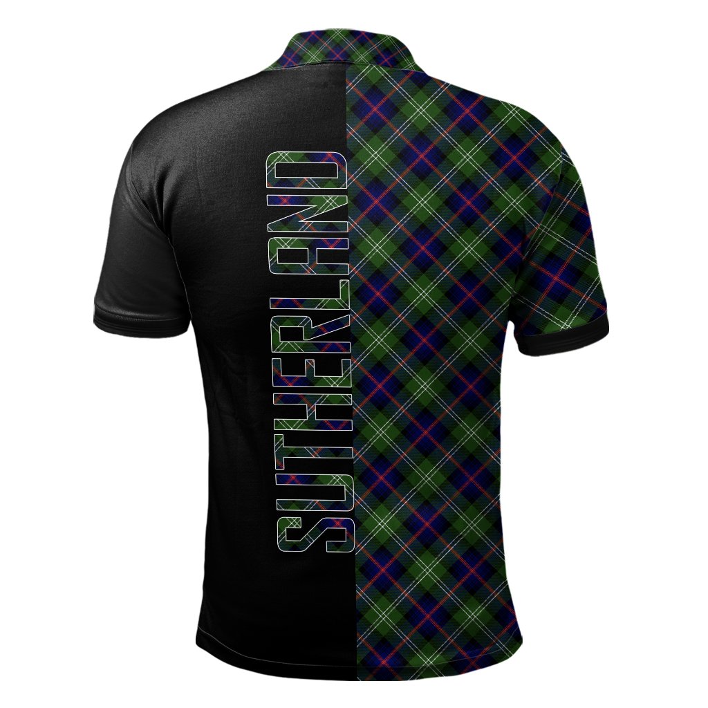 Sutherland Modern Tartan Polo Shirt Half of Me - Cross Style