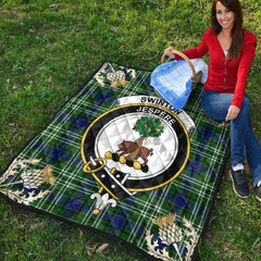 Swinton Tartan Crest Premium Quilt - Gold Thistle Style