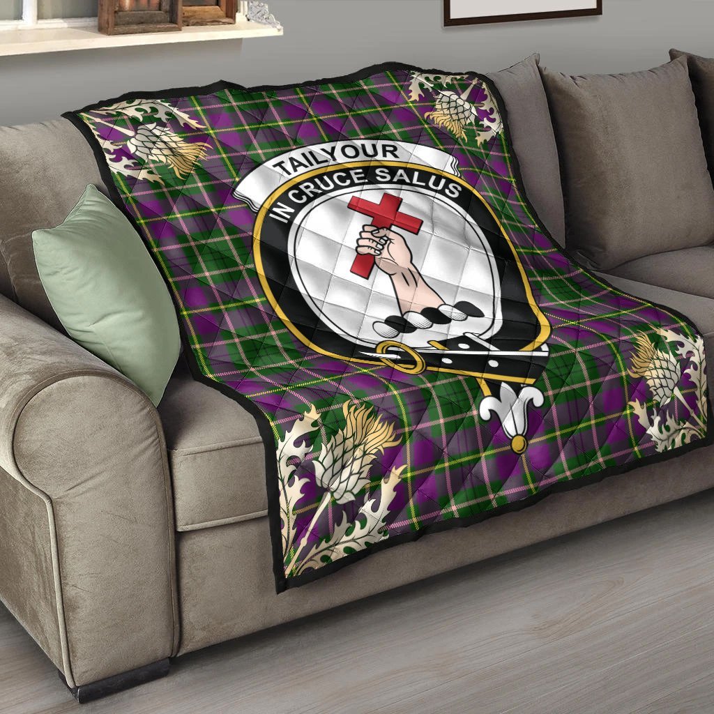 Taylor Tartan Crest Premium Quilt - Gold Thistle Style