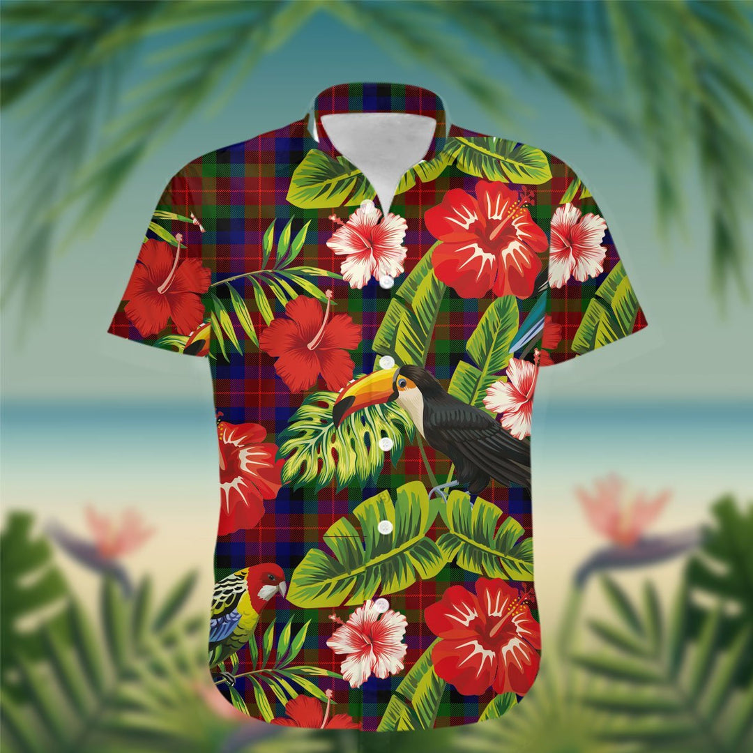 Tennant Tartan Hawaiian Shirt Hibiscus, Coconut, Parrot, Pineapple - Tropical Garden Shirt