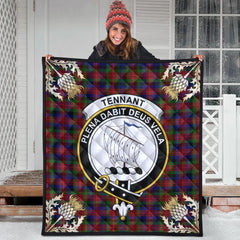 Tennant Tartan Crest Premium Quilt - Gold Thistle Style