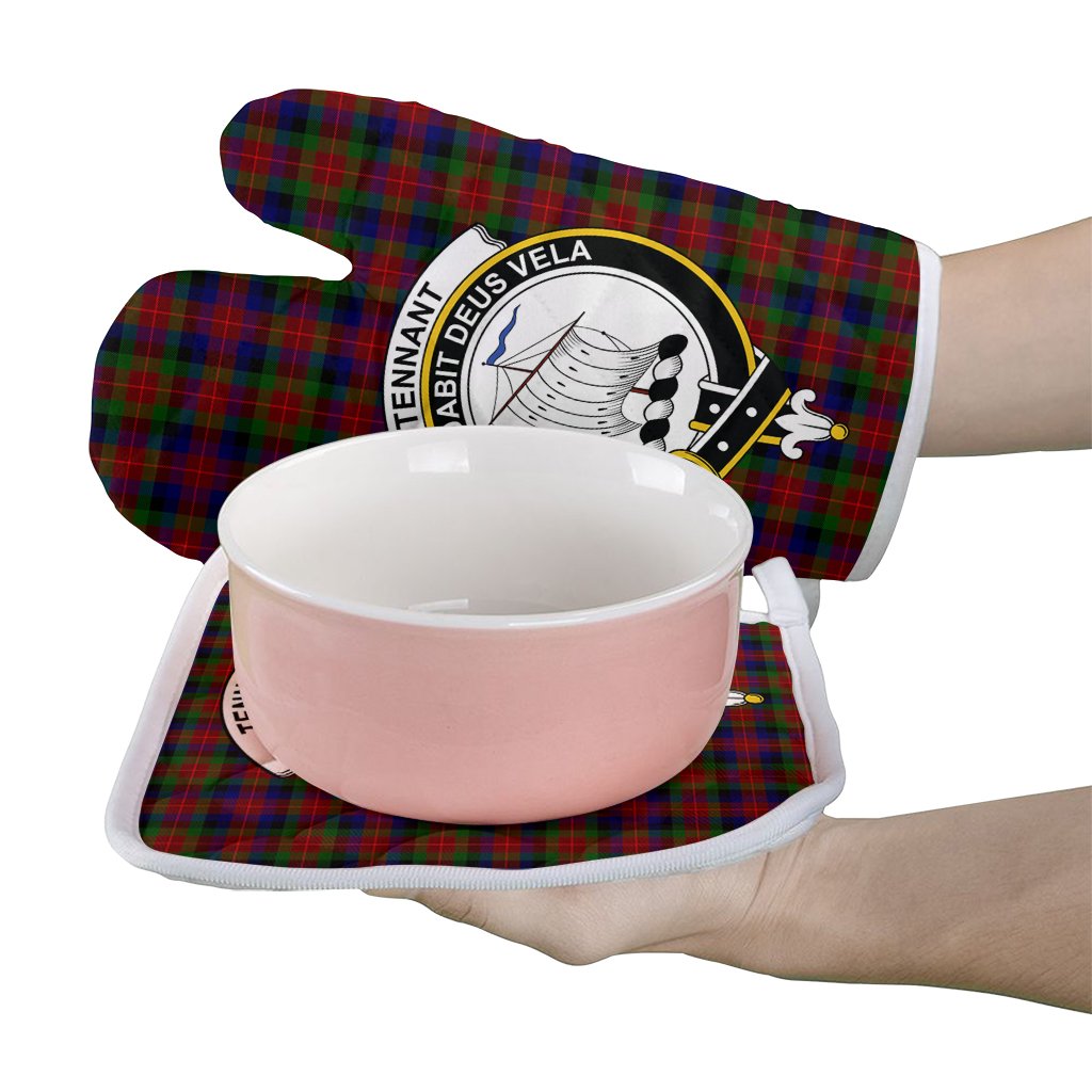 Tennant Tartan Crest Oven Mitt And Pot Holder (2 Oven Mitts + 1 Pot Holder)