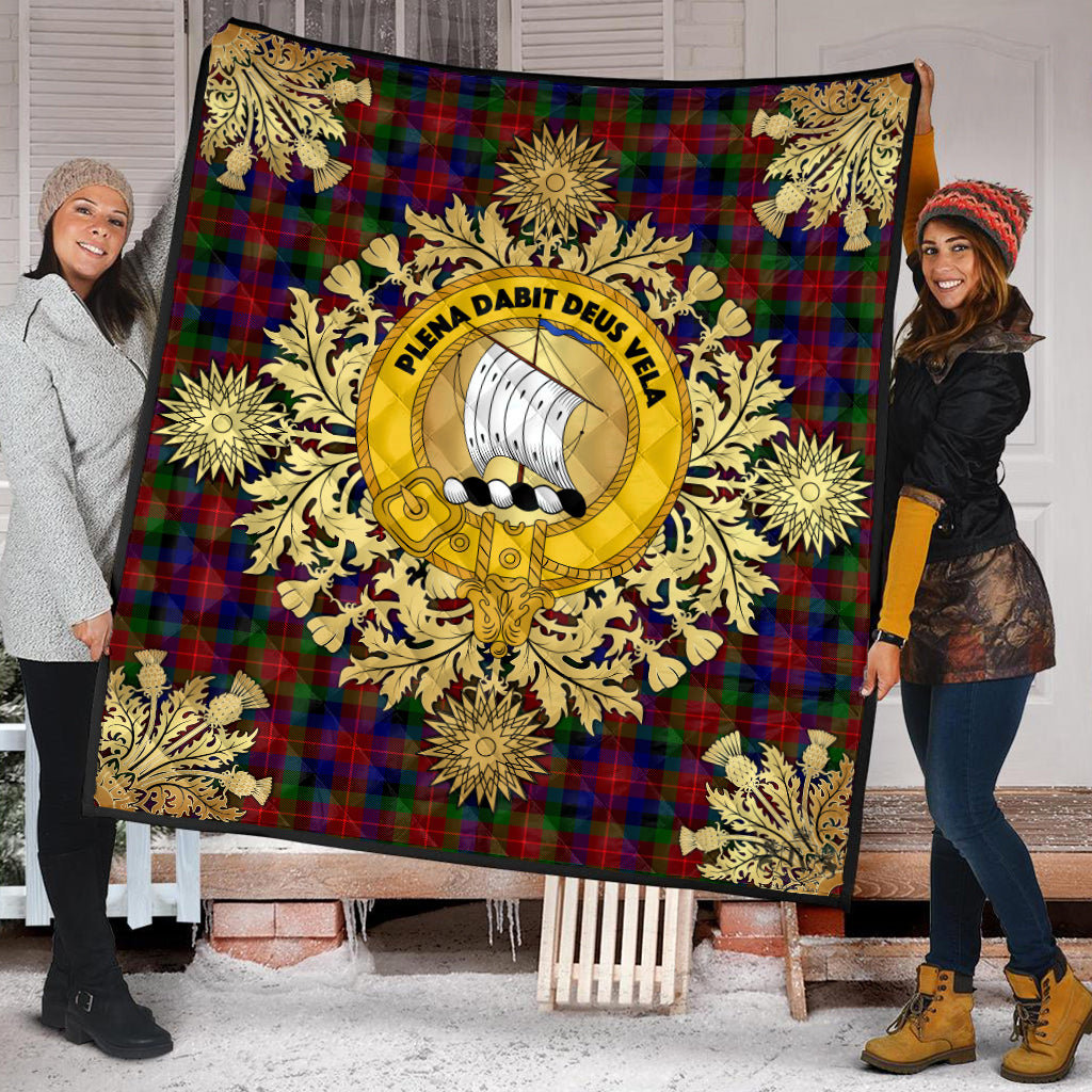 Tennant Tartan Crest Premium Quilt - Gold Thistle Style