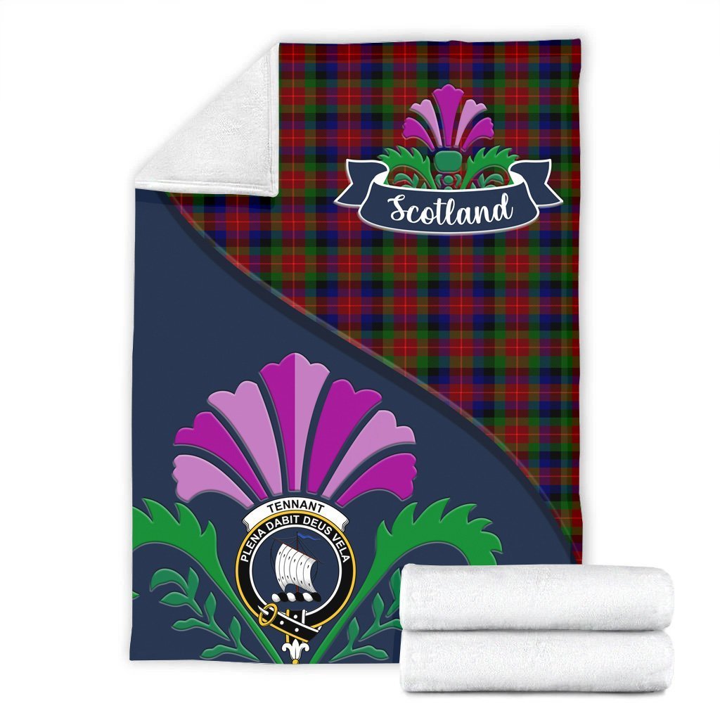 Tennant Tartan Crest Premium Blanket - Thistle Style