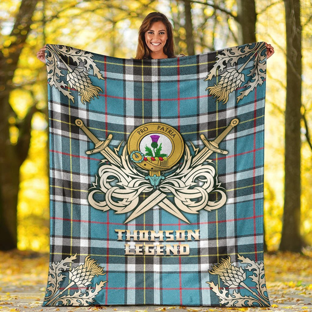 Thomson Tartan Gold Courage Symbol Blanket