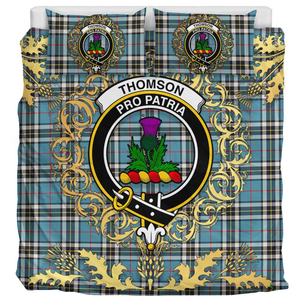 Thomson Tartan Crest Bedding Set - Golden Thistle Style