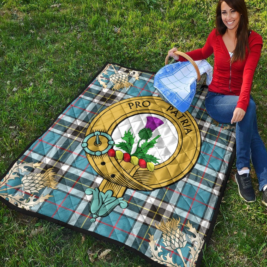 Thomson Tartan Crest Premium Quilt - Gold Thistle Style