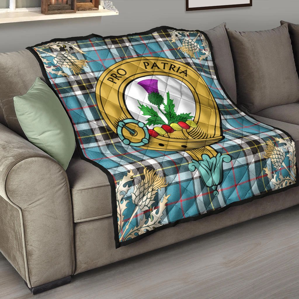 Thomson Tartan Crest Premium Quilt - Gold Thistle Style