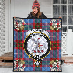 Trotter Tartan Crest Premium Quilt - Gold Thistle Style