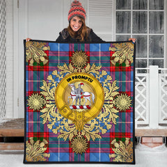 Trotter Tartan Crest Premium Quilt - Gold Thistle Style