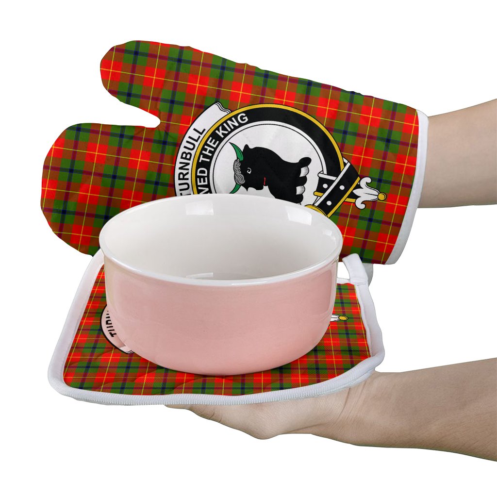 Turnbull Dress Tartan Crest Oven Mitt And Pot Holder (2 Oven Mitts + 1 Pot Holder)