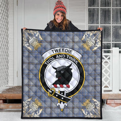 Tweedie Tartan Crest Premium Quilt - Gold Thistle Style