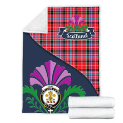 Udny Tartan Crest Premium Blanket - Thistle Style