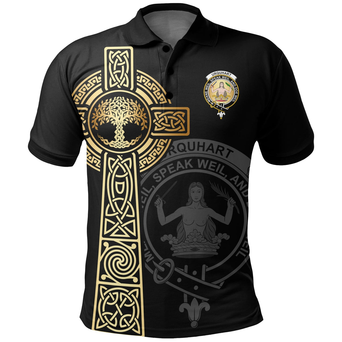 Urquhart Clan Unisex Polo Shirt - Celtic Tree Of Life