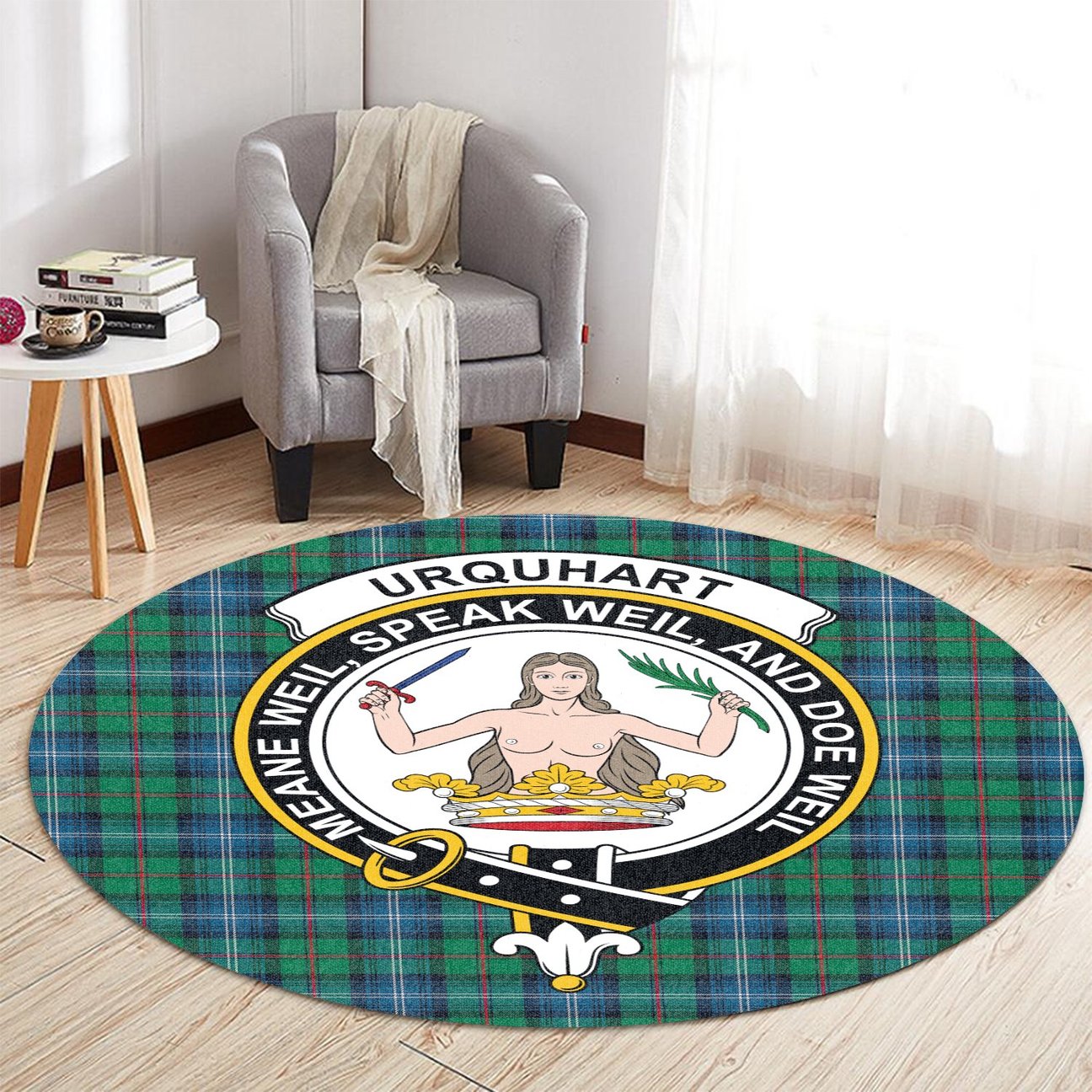 Urquhart Ancient Tartan Crest Round Rug