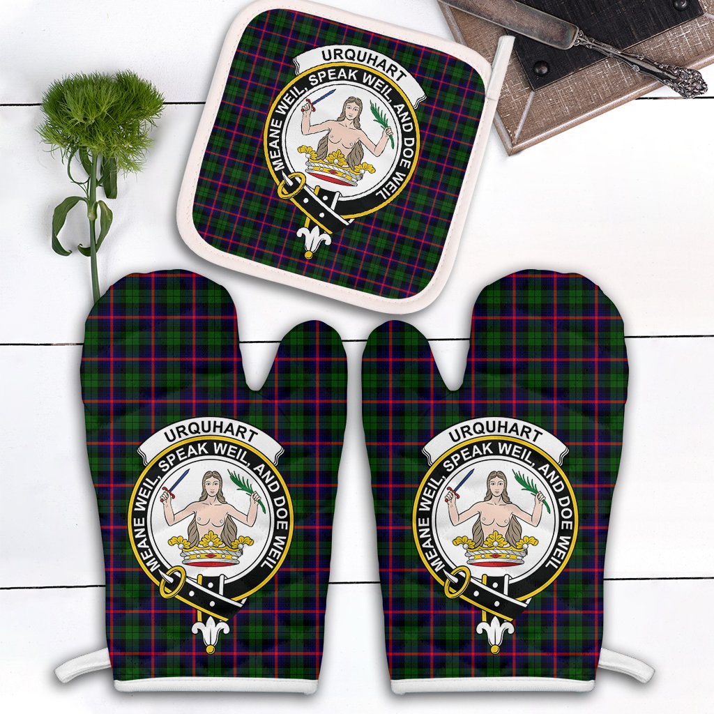 Urquhart Modern Tartan Crest Oven Mitt And Pot Holder (2 Oven Mitts + 1 Pot Holder)