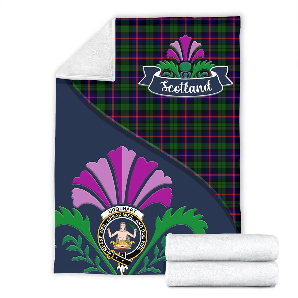 Urquhart Tartan Crest Premium Blanket - Thistle Style