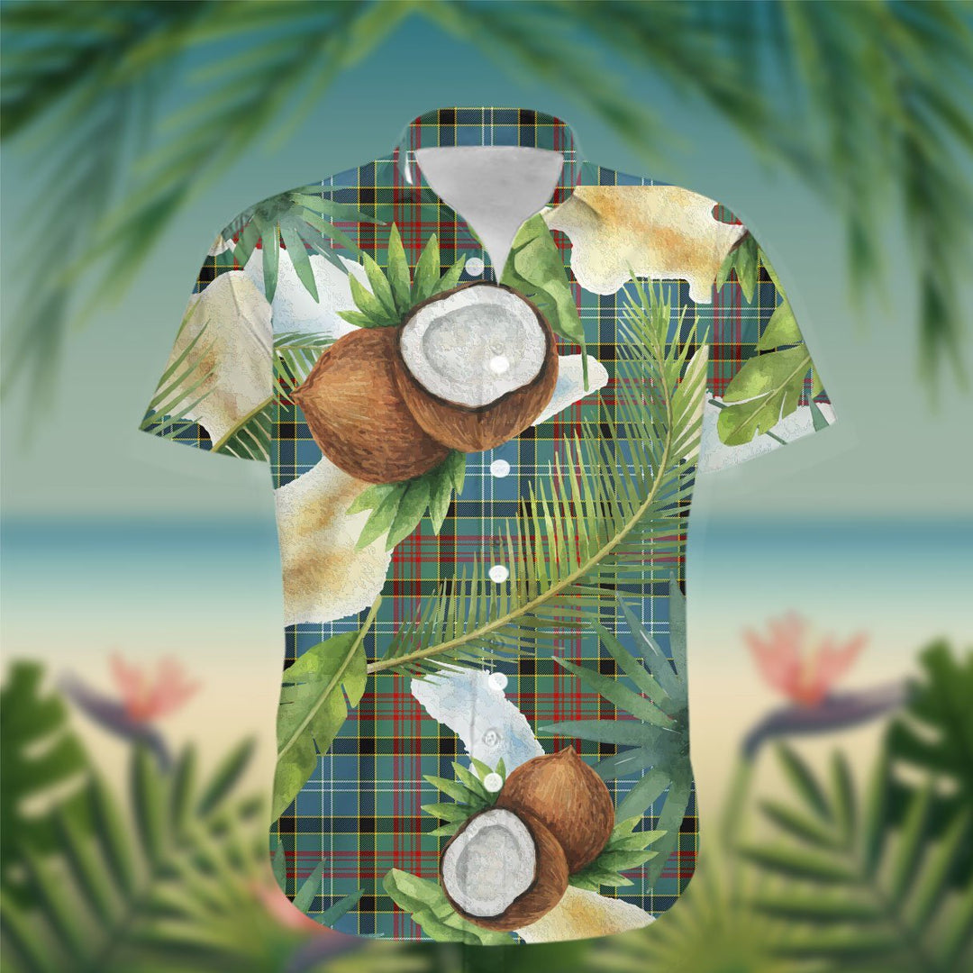 Walkinshaw Tartan Hawaiian Shirt Hibiscus, Coconut, Parrot, Pineapple - Tropical Garden Shirt