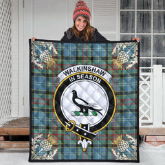 Walkinshaw Tartan Crest Premium Quilt - Gold Thistle Style