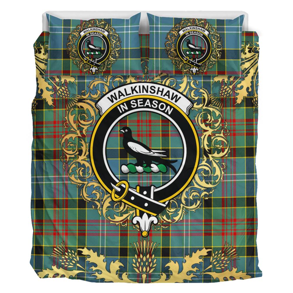 Walkinshaw Tartan Crest Bedding Set - Golden Thistle Style