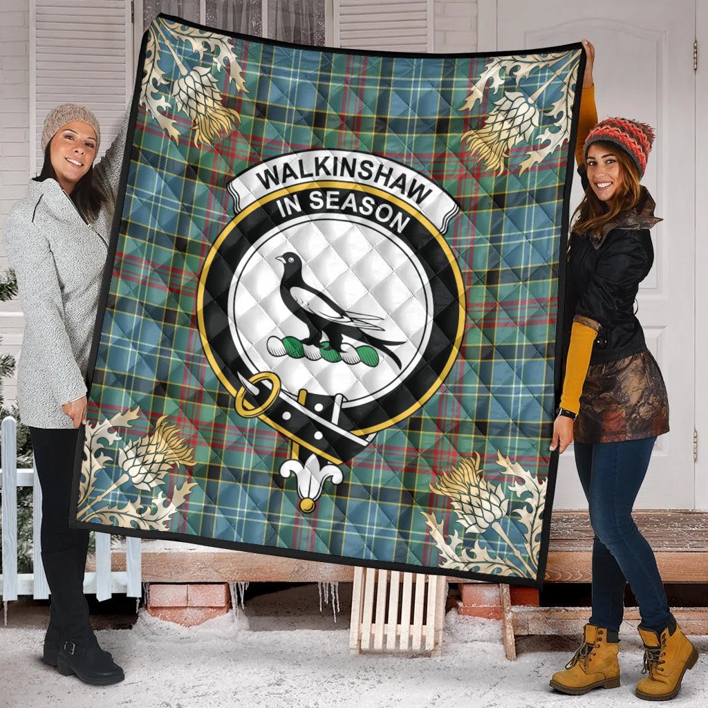 Walkinshaw Tartan Crest Premium Quilt - Gold Thistle Style