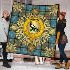 Walkinshaw Tartan Crest Premium Quilt - Gold Thistle Style