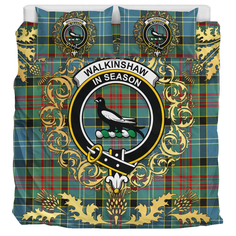 Walkinshaw Tartan Crest Bedding Set - Golden Thistle Style