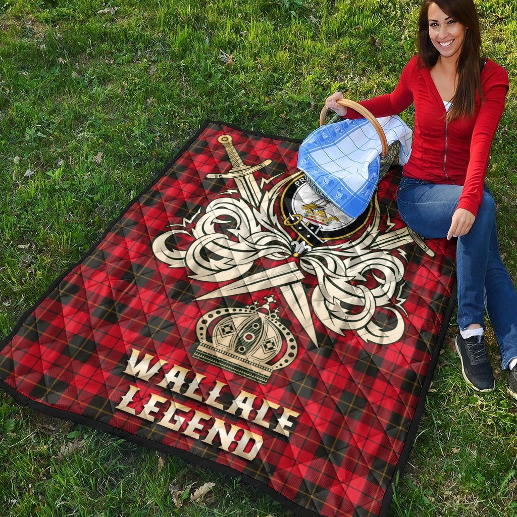 Wallace Weathered Tartan Crest Legend Gold Royal Premium Quilt