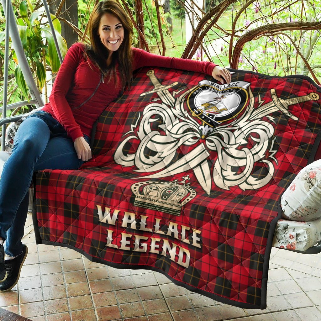 Wallace Weathered Tartan Crest Legend Gold Royal Premium Quilt