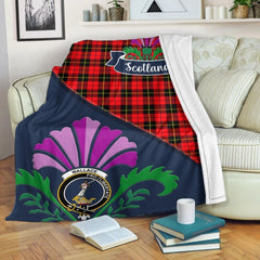 Wallace Tartan Crest Premium Blanket - Thistle Style