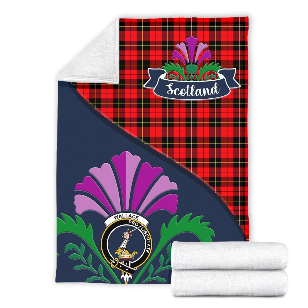 Wallace Tartan Crest Premium Blanket - Thistle Style