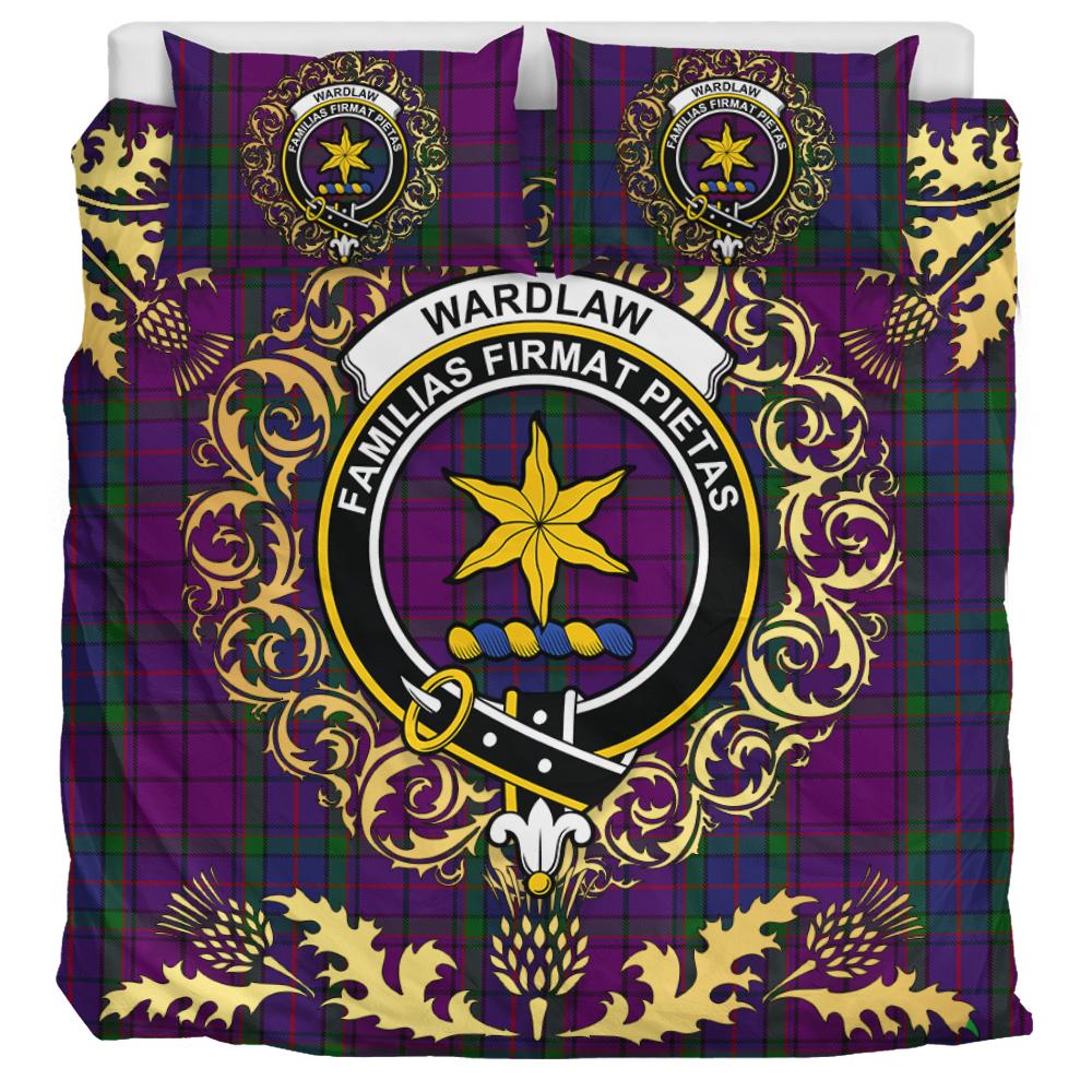 Wardlaw Tartan Crest Bedding Set - Golden Thistle Style