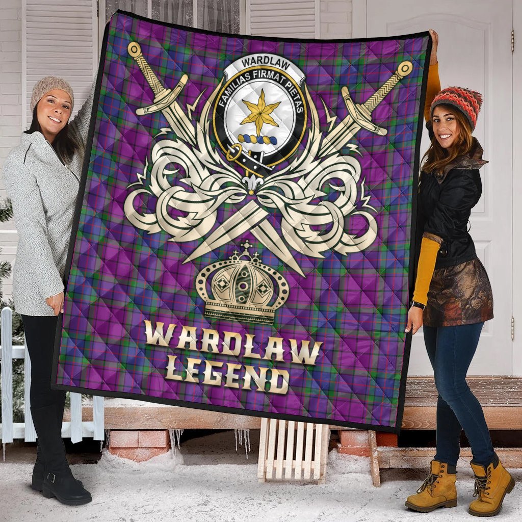 Wardlaw Modern Tartan Crest Legend Gold Royal Premium Quilt