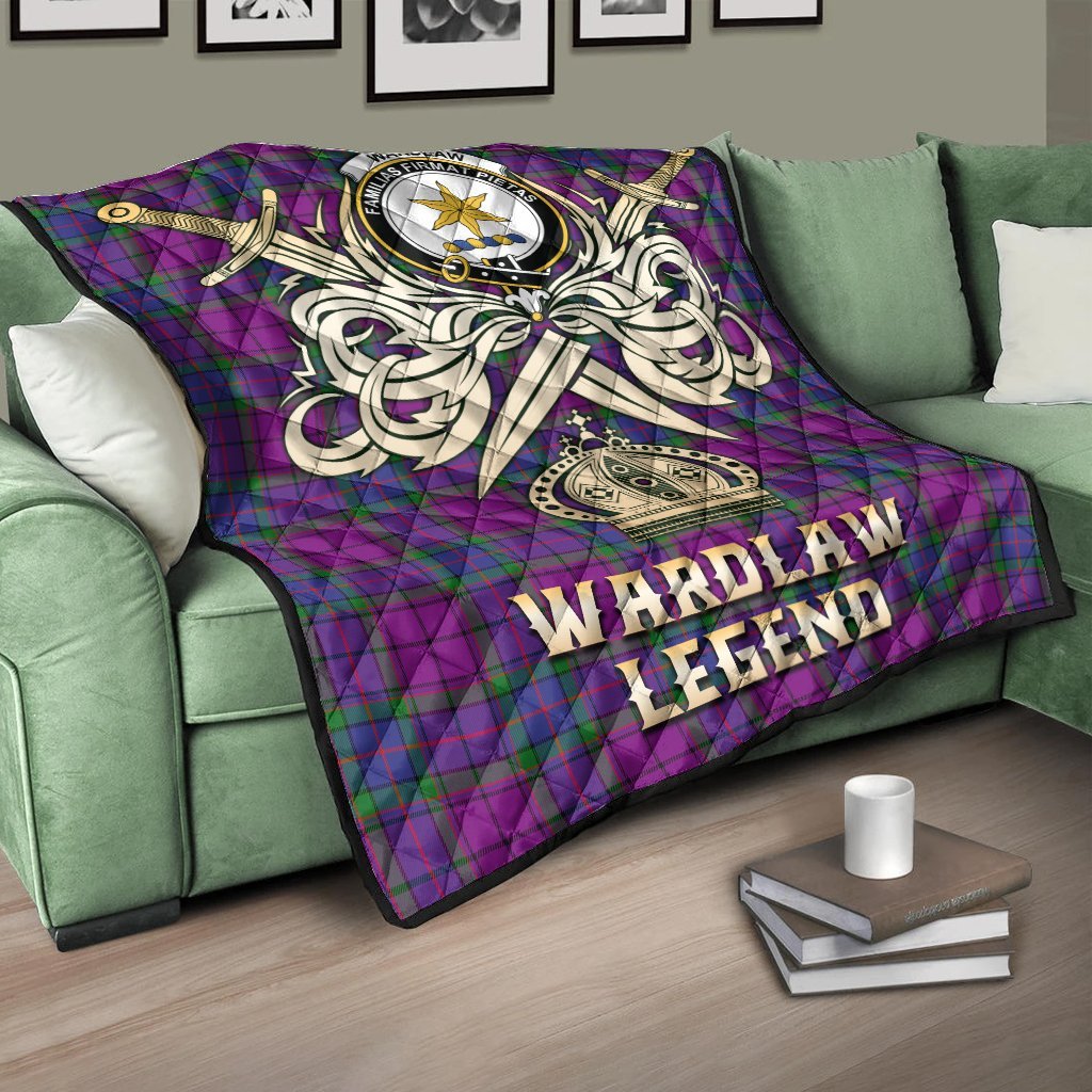 Wardlaw Modern Tartan Crest Legend Gold Royal Premium Quilt