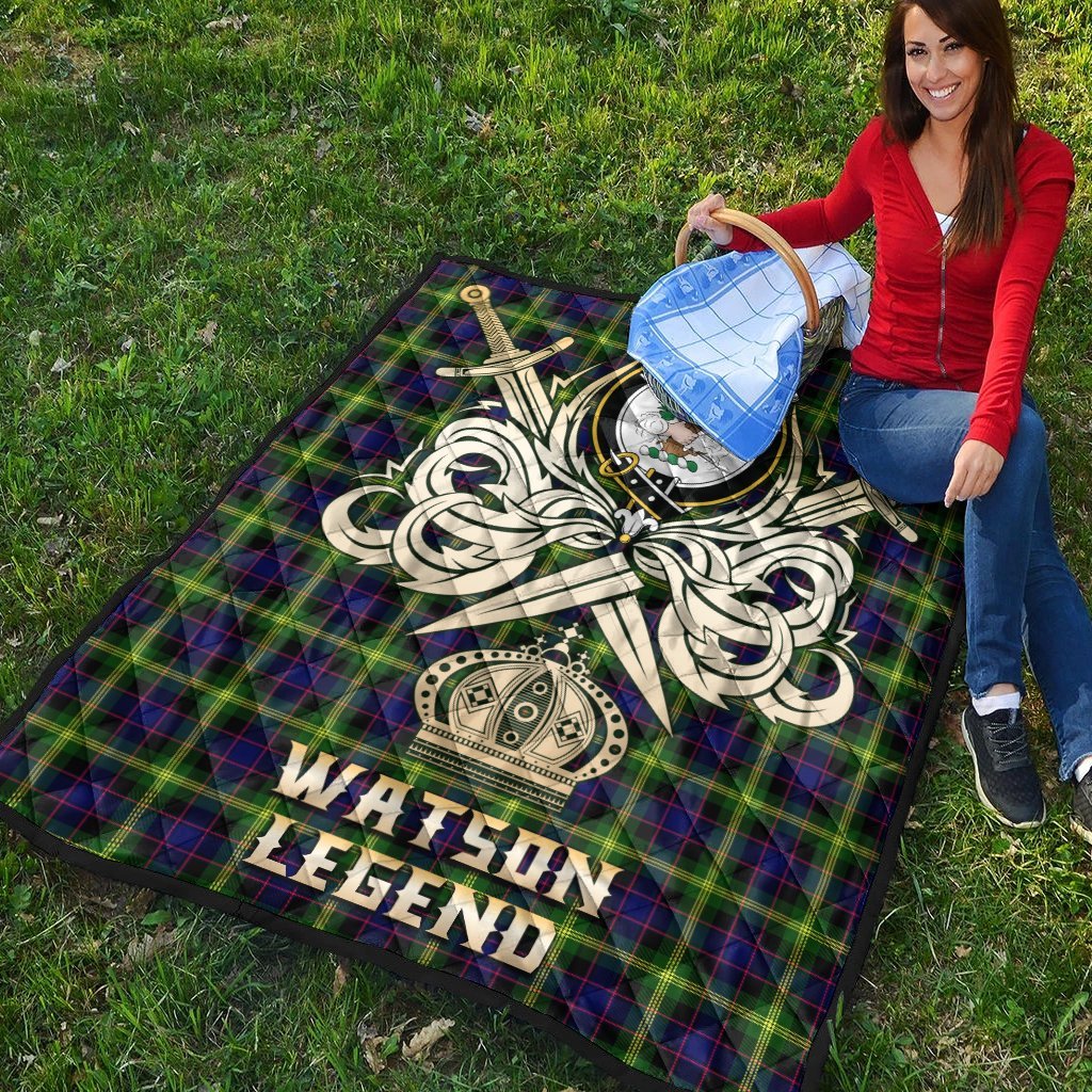 Watson Modern Tartan Crest Legend Gold Royal Premium Quilt