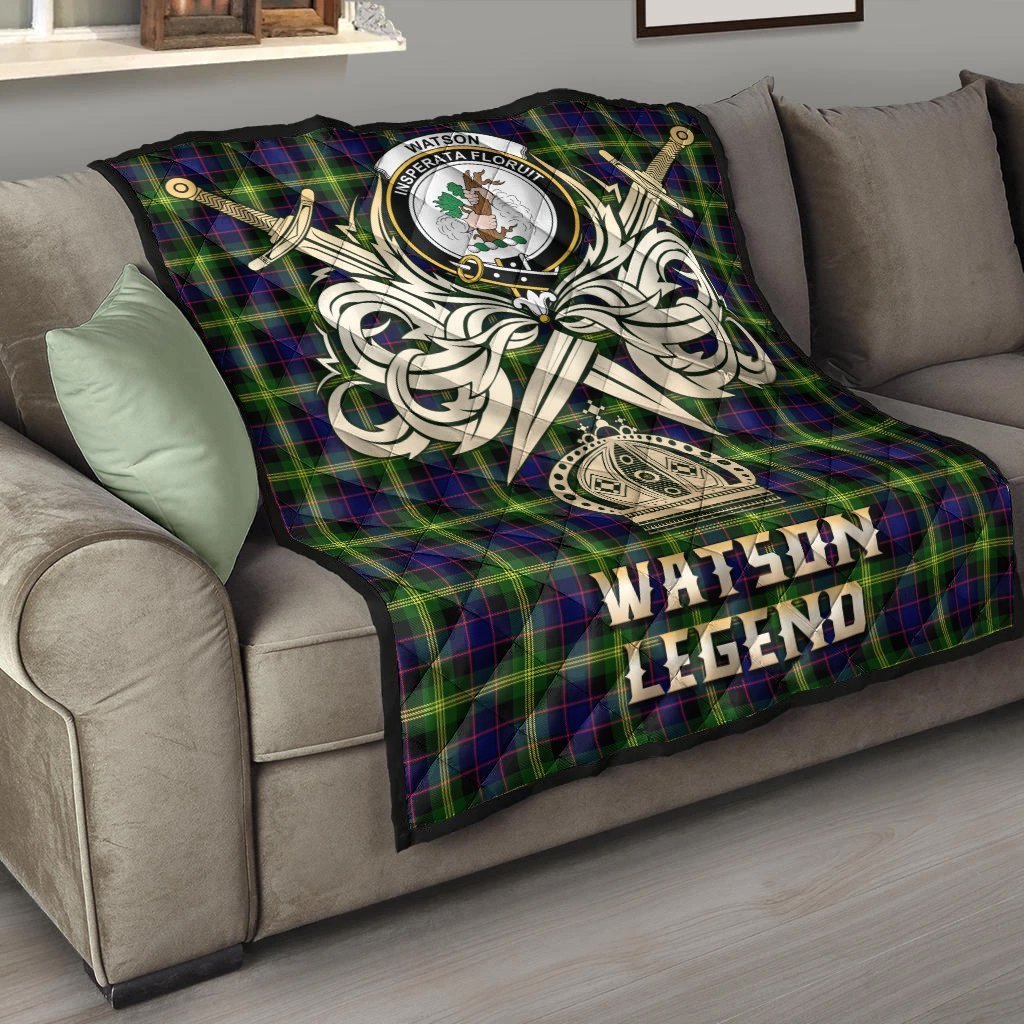 Watson Modern Tartan Crest Legend Gold Royal Premium Quilt