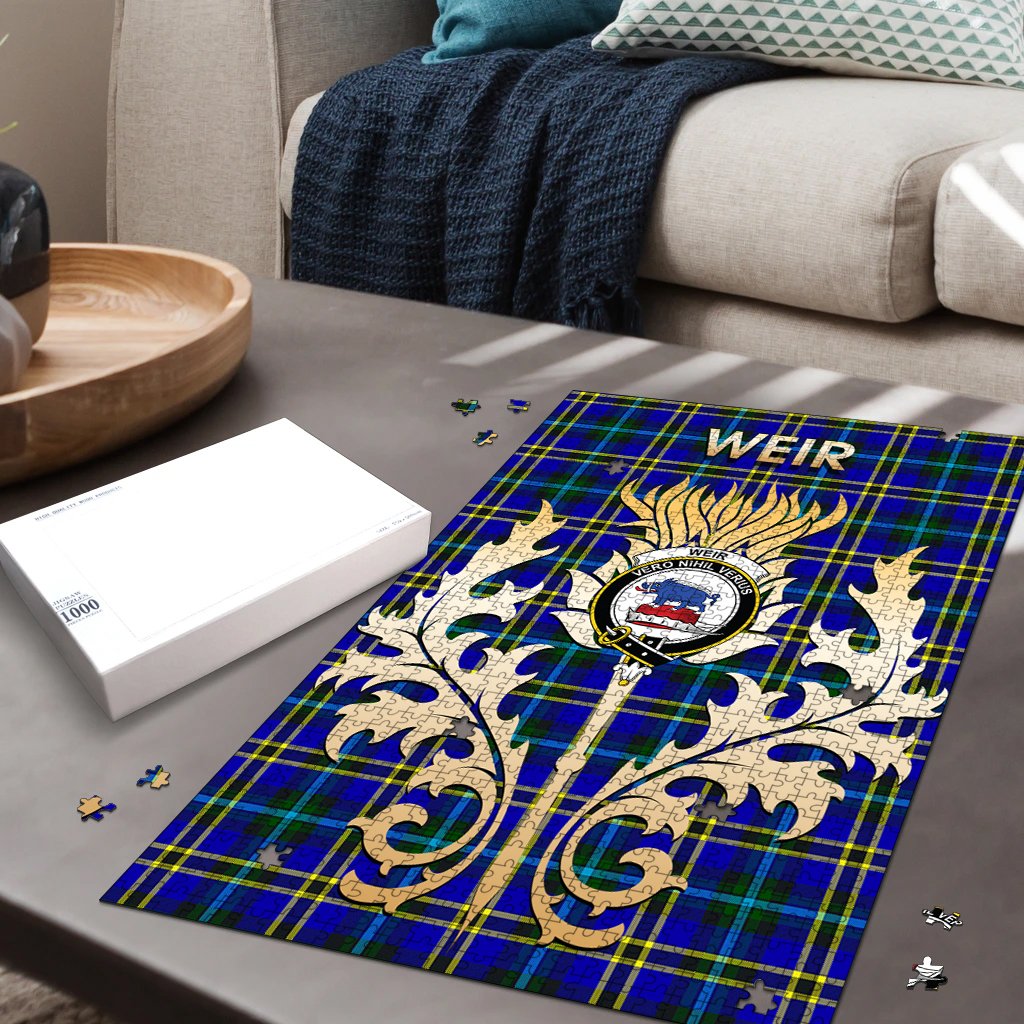 Weir Modern Tartan Crest Thistle Jigsaw Puzzles