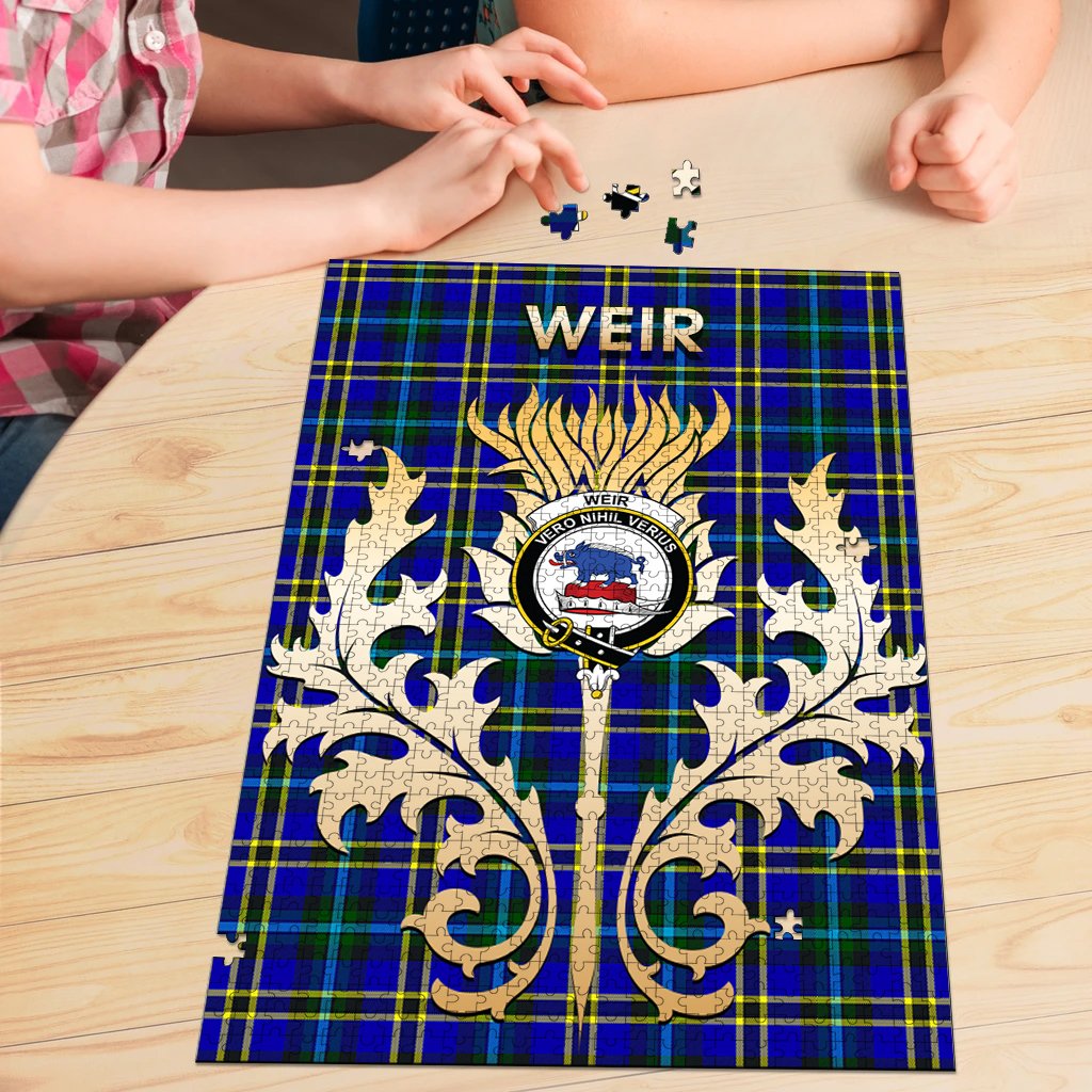 Weir Modern Tartan Crest Thistle Jigsaw Puzzles