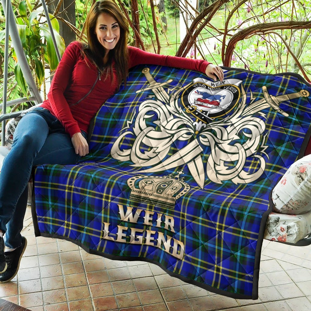 Weir Modern Tartan Crest Legend Gold Royal Premium Quilt